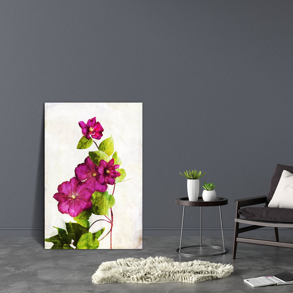 Watercolor Crimson Clematis Canvas Painting Synthetic Frame-Paintings MDF Framing-AFF_FR-IC 5001542 IC 5001542, Ancient, Art and Paintings, Botanical, Drawing, Floral, Flowers, Historical, Illustrations, Medieval, Nature, Paintings, Patterns, Scenic, Seasons, Sketches, Vintage, Watercolour, watercolor, crimson, clematis, canvas, painting, synthetic, frame, flower, sketch, art, beauty, blooming, blossom, botany, color, elegance, foliage, fragility, green, herb, illustration, image, leaf, nobody, painted, pat