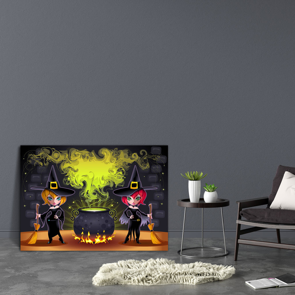 Funny Witches With Pot Canvas Painting Synthetic Frame-Paintings MDF Framing-AFF_FR-IC 5001545 IC 5001545, Ancient, Black, Black and White, Digital, Digital Art, Fantasy, Graphic, Holidays, Illustrations, Medieval, People, Vintage, funny, witches, with, pot, canvas, painting, synthetic, frame, witch, broom, broomstick, card, castle, character, color, cute, demon, dress, elixir, fire, girl, halloween, happy, hat, holiday, horror, illustration, magic, magician, mascot, postcard, potion, sister, spell, teen, t