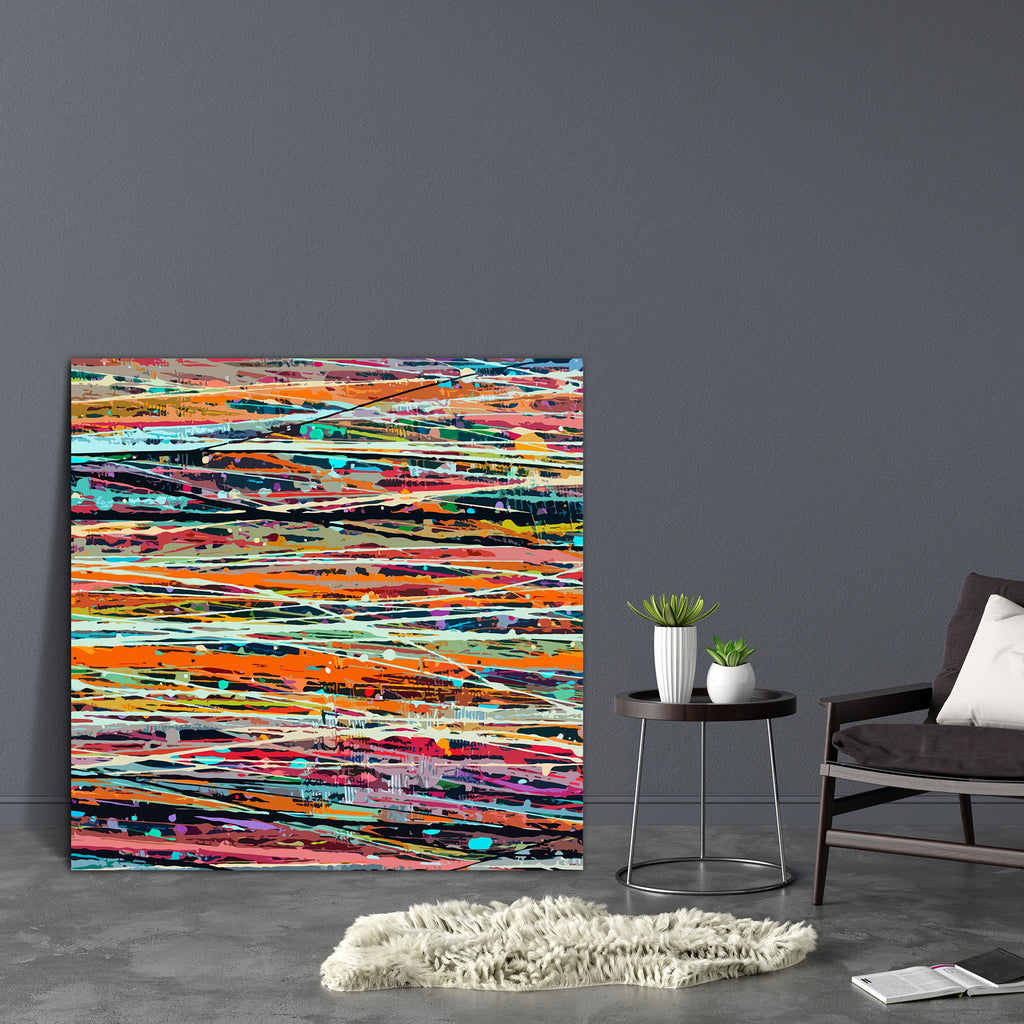 Abstract Stripe Paint D2 Canvas Painting Synthetic Frame - Paintings MDF Framing - ArtzFolio.com