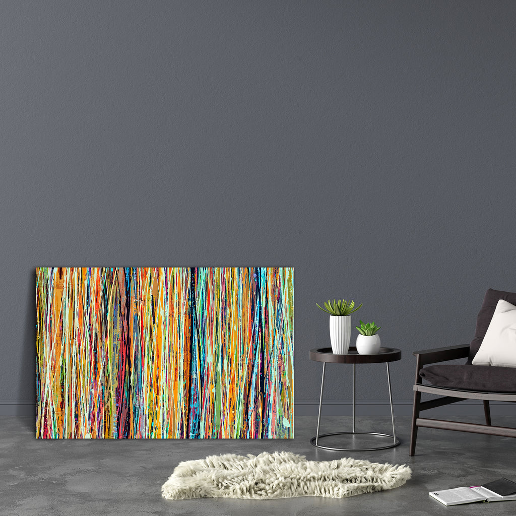 Abstract Stripe Paint D3 Canvas Painting Synthetic Frame - Paintings MDF Framing - ArtzFolio.com
