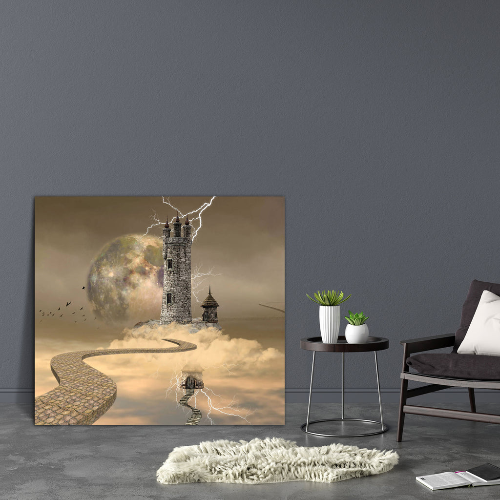 Wizard Tower Canvas Painting Synthetic Frame-Paintings MDF Framing-AFF_FR-IC 5001585 IC 5001585, Ancient, Architecture, Birds, Digital, Digital Art, Fantasy, Graphic, Historical, Illustrations, Marble and Stone, Medieval, Space, Vintage, wizard, tower, canvas, painting, synthetic, frame, aerial, antique, artwork, backdrop, background, castle, clouds, cobbles, composition, fairy, tale, fairytale, flying, gold, halloween, illustration, infinity, lightning, magic, mansion, moon, old, outdoor, palace, pathway, 