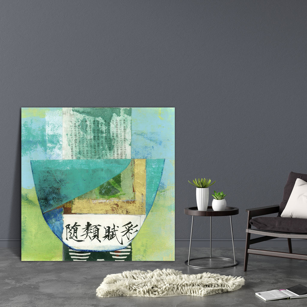 Abstract Asian Paper Collage Of A Bowl Canvas Painting Synthetic Frame - Paintings MDF Framing - ArtzFolio.com