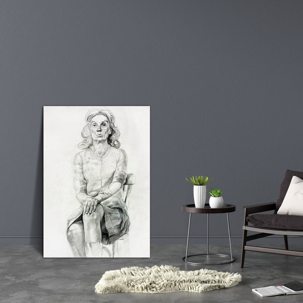 Woman Sitting In A Chair D1 Canvas Painting Synthetic Frame-Paintings MDF Framing-AFF_FR-IC 5001602 IC 5001602, Abstract Expressionism, Abstracts, Art and Paintings, Black, Black and White, Digital, Digital Art, Drawing, Fashion, Graphic, Illustrations, Impressionism, Individuals, Modern Art, Paintings, Patterns, People, Portraits, Retro, Semi Abstract, Signs, Signs and Symbols, Sketches, Watercolour, woman, sitting, in, a, chair, d1, canvas, painting, synthetic, frame, abstract, acrylic, art, artist, artis