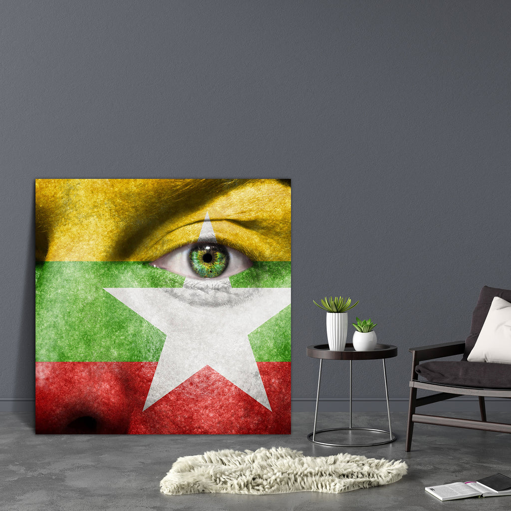 Myanmar Flag Painted On Face Canvas Painting Synthetic Frame-Paintings MDF Framing-AFF_FR-IC 5001622 IC 5001622, Art and Paintings, Asian, Black and White, Countries, Flags, People, Signs, Signs and Symbols, Sports, Symbols, White, myanmar, flag, painted, on, face, canvas, painting, synthetic, frame, art, asia, background, burma, colors, country, expression, eye, paint, facial, fan, finger, five, follower, freedom, green, independent, looking, make, up, man, nation, pacific, passion, patriot, patriotic, pri
