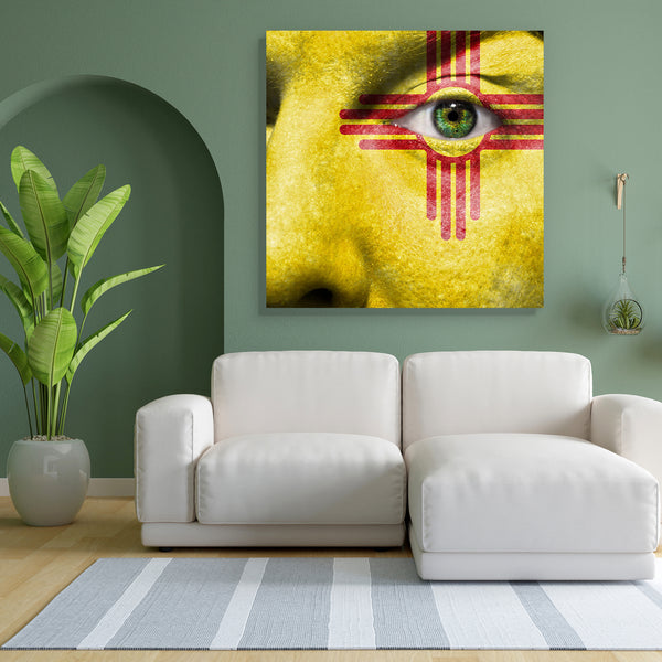 New Mexico Flag Painted On Face Canvas Painting Synthetic Frame-Paintings MDF Framing-AFF_FR-IC 5001623 IC 5001623, American, Art and Paintings, Countries, Cross, Flags, Mexican, Signs, Signs and Symbols, Sports, Symbols, new, mexico, flag, painted, on, face, canvas, painting, for, bedroom, living, room, engineered, wood, frame, america, art, background, color, country, expression, eye, paint, facial, fan, finger, follower, freedom, independence, looking, make, up, man, nation, passion, patriot, patriotic, 