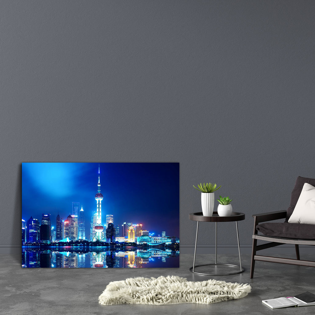 Night Shanghai Skyline With Reflection, China Canvas Painting Synthetic Frame-Paintings MDF Framing-AFF_FR-IC 5001646 IC 5001646, Abstract Expressionism, Abstracts, Architecture, Asian, Automobiles, Business, Chinese, Cities, City Views, Holidays, Landmarks, Modern Art, Places, Semi Abstract, Skylines, Transportation, Travel, Urban, Vehicles, night, shanghai, skyline, with, reflection, china, canvas, painting, synthetic, frame, city, abstract, asia, attraction, background, beautiful, blue, building, center,