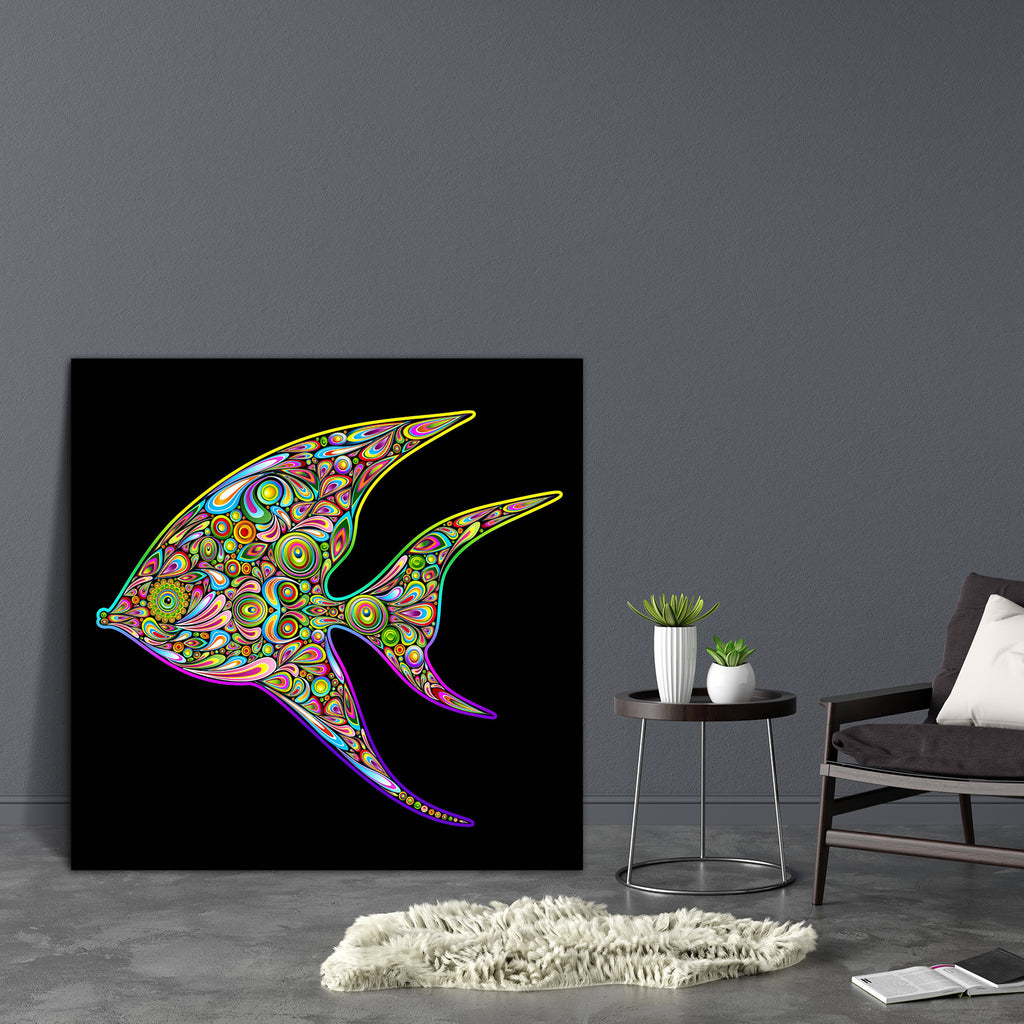Angel Fish Psychedelic Art Canvas Painting Synthetic Frame-Paintings MDF Framing-AFF_FR-IC 5001731 IC 5001731, Animals, Art and Paintings, Digital, Digital Art, Fantasy, Fashion, Graphic, Illustrations, Signs, Signs and Symbols, Symbols, angel, fish, psychedelic, art, canvas, painting, synthetic, frame, logo, colorful, design, angelfish, animal, aquarium, aquatic, artistic, beauty, color, drops, colors, computer, graphics, creativity, emblem, eye, fins, illustration, marine, ocean, sea, silhouette, swim, sw