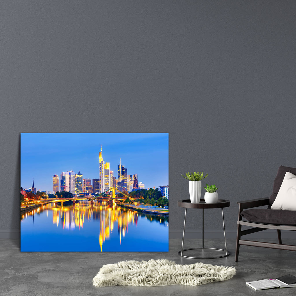 Frankfurt Am Mine At Night, Germany Canvas Painting Synthetic Frame-Paintings MDF Framing-AFF_FR-IC 5001749 IC 5001749, Architecture, Business, Cities, City Views, German, Landmarks, Modern Art, Places, Skylines, Urban, frankfurt, am, mine, at, night, germany, canvas, painting, synthetic, frame, skyline, bank, blue, bridge, bright, buildings, central, city, cityscape, cloud, colorful, dusk, europe, european, evening, financial, flowing, hdr, hessen, illuminated, landmark, maine, modern, office, reflection, 