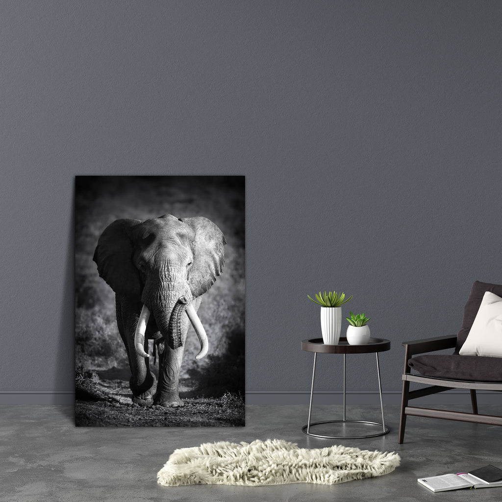 Large Elephant Canvas Painting Synthetic Frame-Paintings MDF Framing-AFF_FR-IC 5001756 IC 5001756, African, Animals, Art and Paintings, Black, Black and White, Nature, Scenic, White, Wildlife, large, elephant, canvas, painting, synthetic, frame, and, bull, elephants, africa, animal, approach, art, artistic, b, w, big, front, huge, image, loxodonta, male, mammal, massive, monochrome, moody, national, nobody, old, one, outdoor, park, tusks, view, walk, wild, artzfolio, wall decor for living room, wall frames 