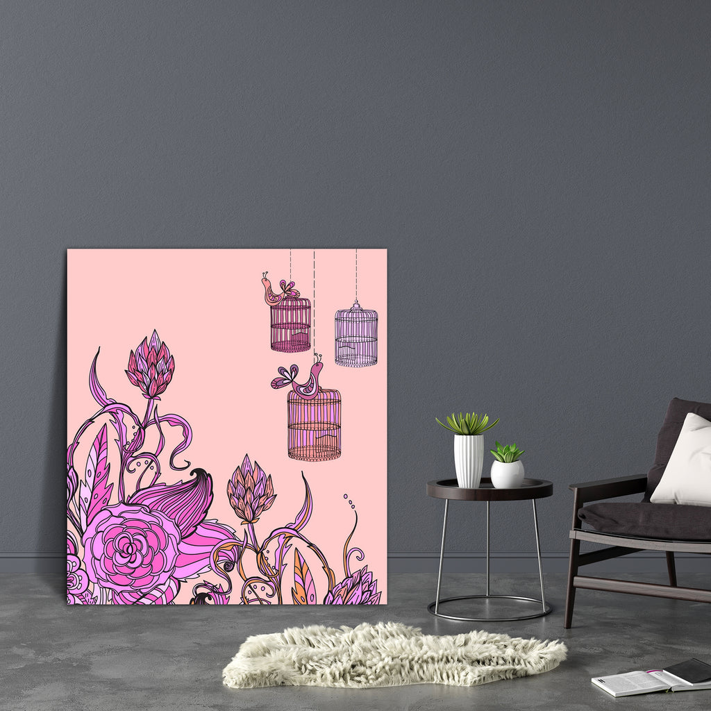 Bird & Cage Canvas Painting Synthetic Frame-Paintings MDF Framing-AFF_FR-IC 5001760 IC 5001760, Abstract Expressionism, Abstracts, Ancient, Art and Paintings, Birds, Botanical, Digital, Digital Art, Drawing, Fashion, Floral, Flowers, Graphic, Hand Drawn, Historical, Holidays, Illustrations, Medieval, Nature, Paintings, Patterns, Retro, Scenic, Semi Abstract, Signs, Signs and Symbols, Vintage, Wedding, bird, cage, canvas, painting, synthetic, frame, abstract, art, artwork, background, beauty, blossom, bouque
