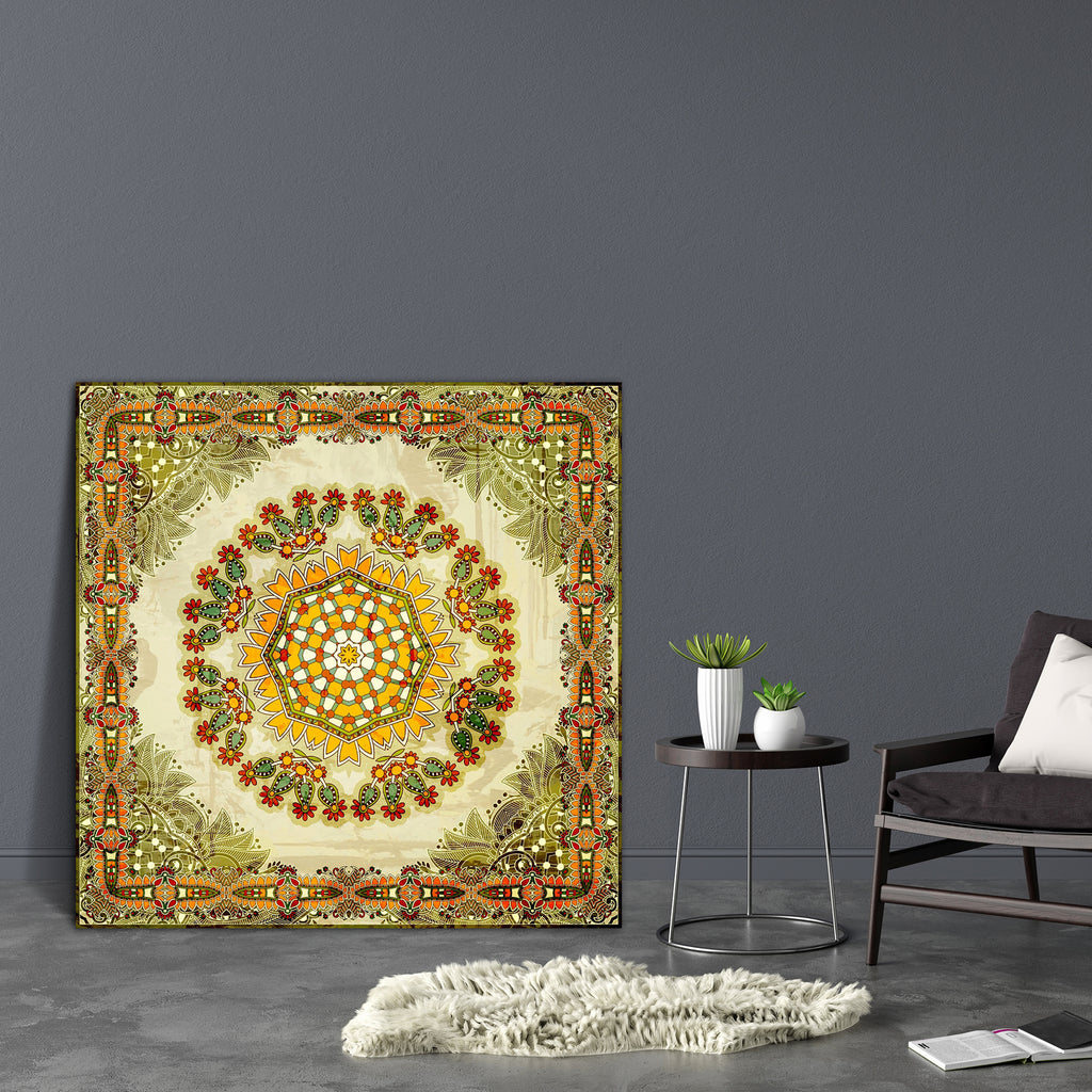 Ornamental Floral Paisley Bandanna Canvas Painting Synthetic Frame-Paintings MDF Framing-AFF_FR-IC 5001781 IC 5001781, Abstract Expressionism, Abstracts, Art and Paintings, Botanical, Culture, Ethnic, Fashion, Floral, Flowers, Hand Drawn, Illustrations, Nature, Paisley, Patterns, Persian, Pets, Retro, Semi Abstract, Signs, Signs and Symbols, Traditional, Tribal, World Culture, ornamental, bandanna, canvas, painting, synthetic, frame, abstract, art, artistic, background, border, carpet, cotton, cushion, deco