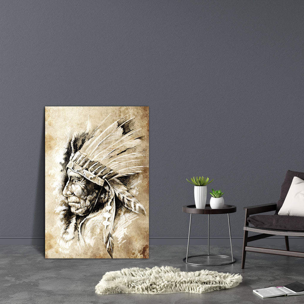 Native American Indian Head D1 Canvas Painting Synthetic Frame-Paintings MDF Framing-AFF_FR-IC 5001798 IC 5001798, American, Ancient, Animated Cartoons, Art and Paintings, Black, Black and White, Caricature, Cartoons, Culture, Digital, Digital Art, Drawing, Ethnic, Graphic, Historical, Illustrations, Indian, Individuals, Medieval, Portraits, Retro, Sketches, Traditional, Tribal, Vintage, World Culture, native, head, d1, canvas, painting, synthetic, frame, apache, chief, aboriginal, adornment, adventure, ari