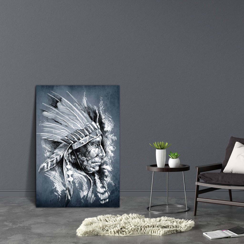 Native American Indian Head D2 Canvas Painting Synthetic Frame-Paintings MDF Framing-AFF_FR-IC 5001799 IC 5001799, American, Ancient, Animated Cartoons, Art and Paintings, Black, Black and White, Caricature, Cartoons, Culture, Digital, Digital Art, Drawing, Ethnic, Graphic, Historical, Illustrations, Indian, Individuals, Medieval, Portraits, Retro, Sketches, Traditional, Tribal, Vintage, World Culture, native, head, d2, canvas, painting, synthetic, frame, chief, aboriginal, adornment, adventure, apache, ari