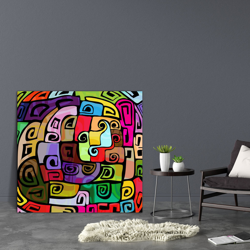 Abstract Colorful Funky Pattern Canvas Painting Synthetic Frame - Paintings MDF Framing - ArtzFolio.com