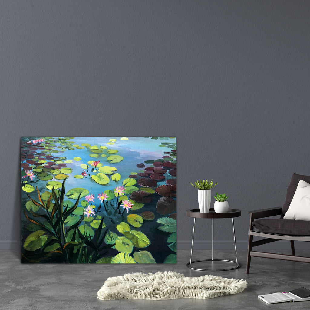 Colorful Pond With Beautiful Lotus Canvas Painting Synthetic Frame-Paintings MDF Framing-AFF_FR-IC 5001836 IC 5001836, Art and Paintings, Botanical, Drawing, Fine Art Reprint, Floral, Flowers, Illustrations, Landscapes, Nature, Paintings, Scenic, Seasons, colorful, pond, with, beautiful, lotus, canvas, painting, synthetic, frame, oil, landscape, water, lily, artwork, bloom, blooming, blossom, fine, art, float, floating, flora, flower, garden, green, illustration, image, lake, leaf, natural, park, petal, pic