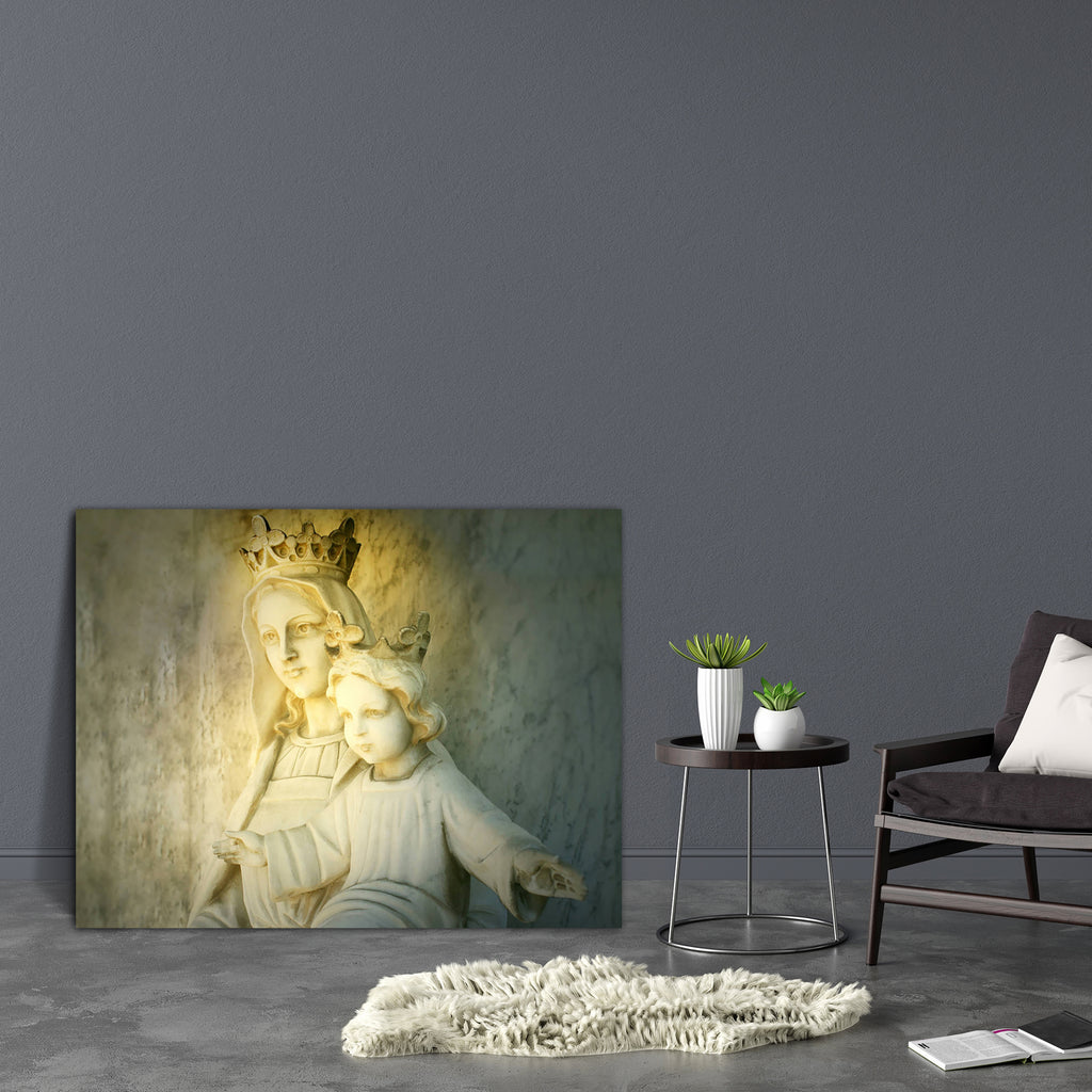 Virgin Mary & Baby Jesus Canvas Painting Synthetic Frame-Paintings MDF Framing-AFF_FR-IC 5001841 IC 5001841, Baby, Children, Christianity, Jesus, Kids, Marble, Marble and Stone, Mother Mary, Religion, Religious, Spiritual, virgin, mary, canvas, painting, synthetic, frame, antique, architectonic, background, beautiful, catholic, catholicism, christian, christmas, close, up, crown, detail, devotion, eastern, elegance, elegant, face, faith, filtered, golden, horizontal, isolated, light, old, protestant, sculpt