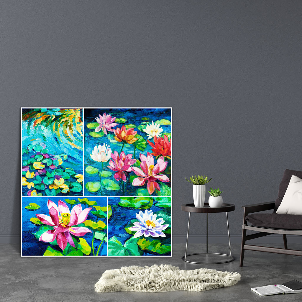 Beautiful Water Lily D3 Canvas Painting Synthetic Frame-Paintings MDF Framing-AFF_FR-IC 5001842 IC 5001842, Abstract Expressionism, Abstracts, Art and Paintings, Black and White, Botanical, Drawing, Floral, Flowers, Illustrations, Impressionism, Love, Modern Art, Nature, Paintings, Patterns, Romance, Scenic, Semi Abstract, Signs, Signs and Symbols, Tropical, Watercolour, White, beautiful, water, lily, d3, canvas, painting, synthetic, frame, abstract, aquatic, art, background, beauty, bloom, blooming, blosso