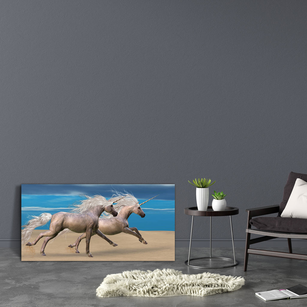Two White Unicorn Horses Canvas Painting Synthetic Frame-Paintings MDF Framing-AFF_FR-IC 5001866 IC 5001866, Animals, Black and White, Fantasy, Illustrations, White, two, unicorn, horses, canvas, painting, synthetic, frame, unicorns, beast, beautiful, beauty, buck, charger, creature, doe, equine, fable, fairytale, herd, horn, illustration, image, livestock, magic, mammal, mare, mount, myth, mythology, picture, stag, stallion, steed, tale, wild, artzfolio, wall decor for living room, wall frames for living r