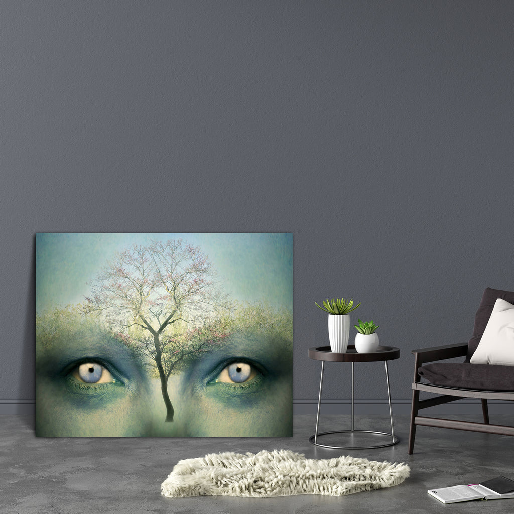Two Human Eyes & Tree Canvas Painting Synthetic Frame-Paintings MDF Framing-AFF_FR-IC 5001878 IC 5001878, Art and Paintings, Collages, Conceptual, Decorative, Fantasy, Nature, Realism, Scenic, Surrealism, two, human, eyes, tree, canvas, painting, synthetic, frame, psyche, art, artistic, background, beautiful, blue, collage, colorful, complex, complexity, concept, decoration, dreamy, eco, ecological, ecology, expression, expressive, eye, imagine, invention, inventive, magic, magical, meditation, meditative, 