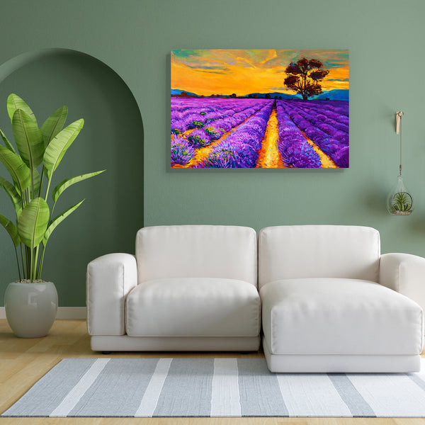 Lavender Fields D2 Canvas Painting Synthetic Frame-Paintings MDF Framing-AFF_FR-IC 5001896 IC 5001896, Abstract Expressionism, Abstracts, Art and Paintings, Botanical, Floral, Flowers, Illustrations, Impressionism, Japanese, Landscapes, Modern Art, Nature, Paintings, Rural, Scenic, Seasons, Semi Abstract, Signs, Signs and Symbols, Sunsets, lavender, fields, d2, canvas, painting, for, bedroom, living, room, engineered, wood, frame, oil, landscape, field, acrylic, abstract, hokkaido, flower, art, artistic, ba
