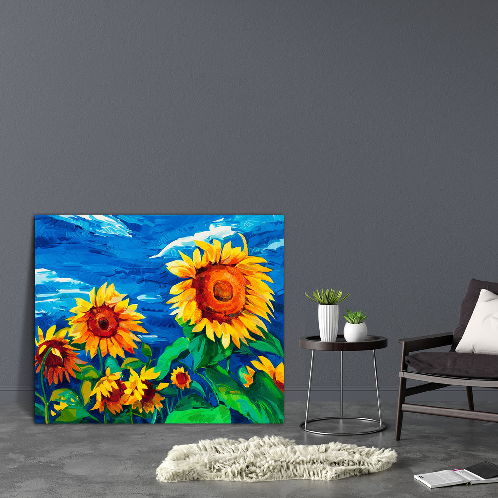 Sunflowers D3 Canvas Painting Synthetic Frame-Paintings MDF Framing-AFF_FR-IC 5001898 IC 5001898, Abstract Expressionism, Abstracts, Ancient, Art and Paintings, Botanical, Culture, Drawing, Ethnic, Floral, Flowers, Historical, Illustrations, Impressionism, Medieval, Modern Art, Nature, Paintings, Patterns, Retro, Scenic, Semi Abstract, Signs, Signs and Symbols, Traditional, Tribal, Vintage, World Culture, sunflowers, d3, canvas, painting, synthetic, frame, oil, abstract, agriculture, art, artistic, artwork,