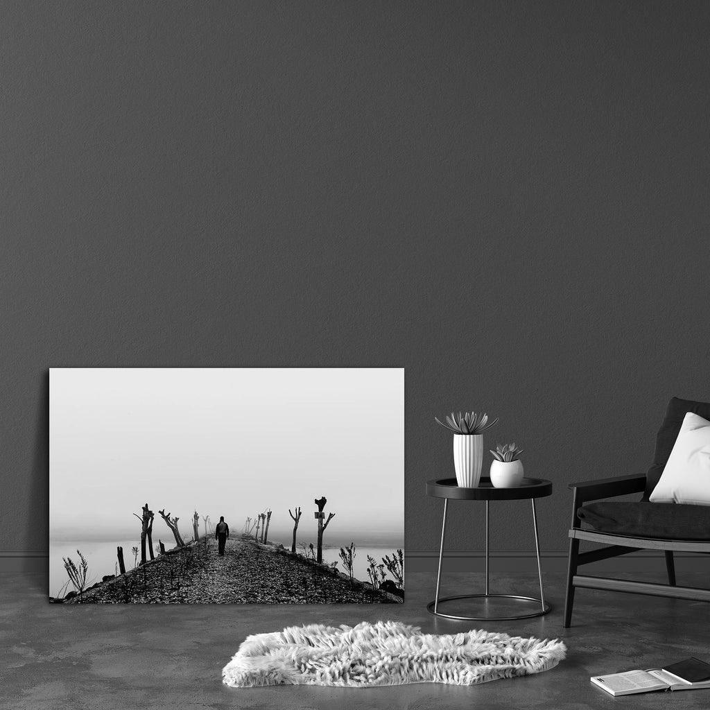 Man Walking In A Thick Fog Canvas Painting Synthetic Frame-Paintings MDF Framing-AFF_FR-IC 5001922 IC 5001922, Black, Black and White, Fantasy, Landscapes, Nature, Scenic, White, man, walking, in, a, thick, fog, canvas, painting, synthetic, frame, alone, autumn, background, beautiful, and, calm, dark, dawn, fall, foggy, footbridge, horror, human, infinity, lake, landscape, light, lonely, mist, misty, mood, moody, morning, mystery, ocean, outdoor, pavement, peaceful, person, pier, relaxation, road, rocks, se