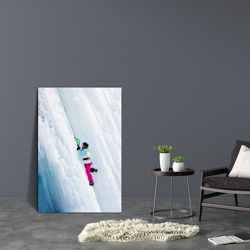 Man Climbing Frozen Waterfall Canvas Painting Synthetic Frame-Paintings MDF Framing-AFF_FR-IC 5001943 IC 5001943, Black and White, Landscapes, Mountains, Nature, Scenic, Sports, White, man, climbing, frozen, waterfall, canvas, painting, synthetic, frame, active, adventure, alpine, alps, axe, blue, challenge, climb, climber, cold, crampons, dangerous, exploration, extreme, freeze, glacier, high, hiking, ice, landscape, male, mountain, mountaineer, mountaineering, one, outdoor, peak, recreation, risk, scenery