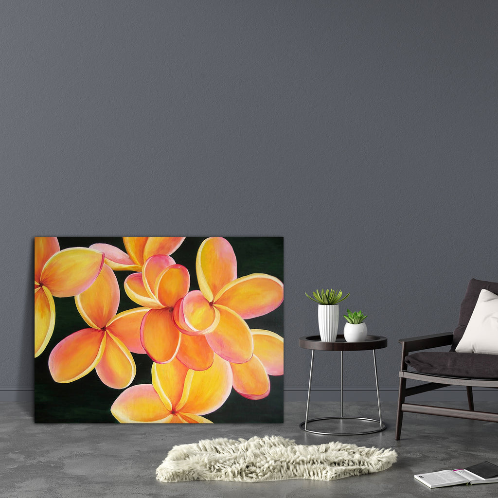 Orange Prumeria Flowers Canvas Painting Synthetic Frame-Paintings MDF Framing-AFF_FR-IC 5001991 IC 5001991, Art and Paintings, Botanical, Drawing, Floral, Flowers, Hawaiian, Nature, Paintings, Tropical, orange, prumeria, canvas, painting, synthetic, frame, art, blooming, decor, flower, hawaii, macro, oil, plumeria, artzfolio, wall decor for living room, wall frames for living room, frames for living room, wall art, canvas painting, wall frame, scenery, panting, paintings for living room, framed wall art, wa