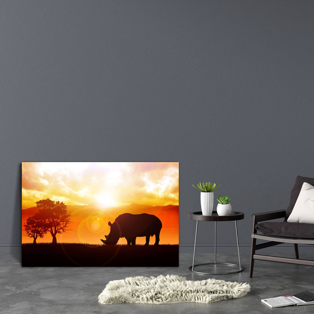 Rchino Canvas Painting Synthetic Frame-Paintings MDF Framing-AFF_FR-IC 5002001 IC 5002001, African, Animals, Art and Paintings, Illustrations, Landscapes, Mountains, Nature, Scenic, Sunrises, Wildlife, rchino, canvas, painting, synthetic, frame, africa, animal, art, beautiful, dusk, freedom, grass, grassland, hills, horizon, illustration, land, landscape, life, mammal, meadow, morning, mountain, park, pasture, peace, peaceful, plant, rhino, rhinoceros, rise, safari, savannah, scene, scenery, serenity, silho