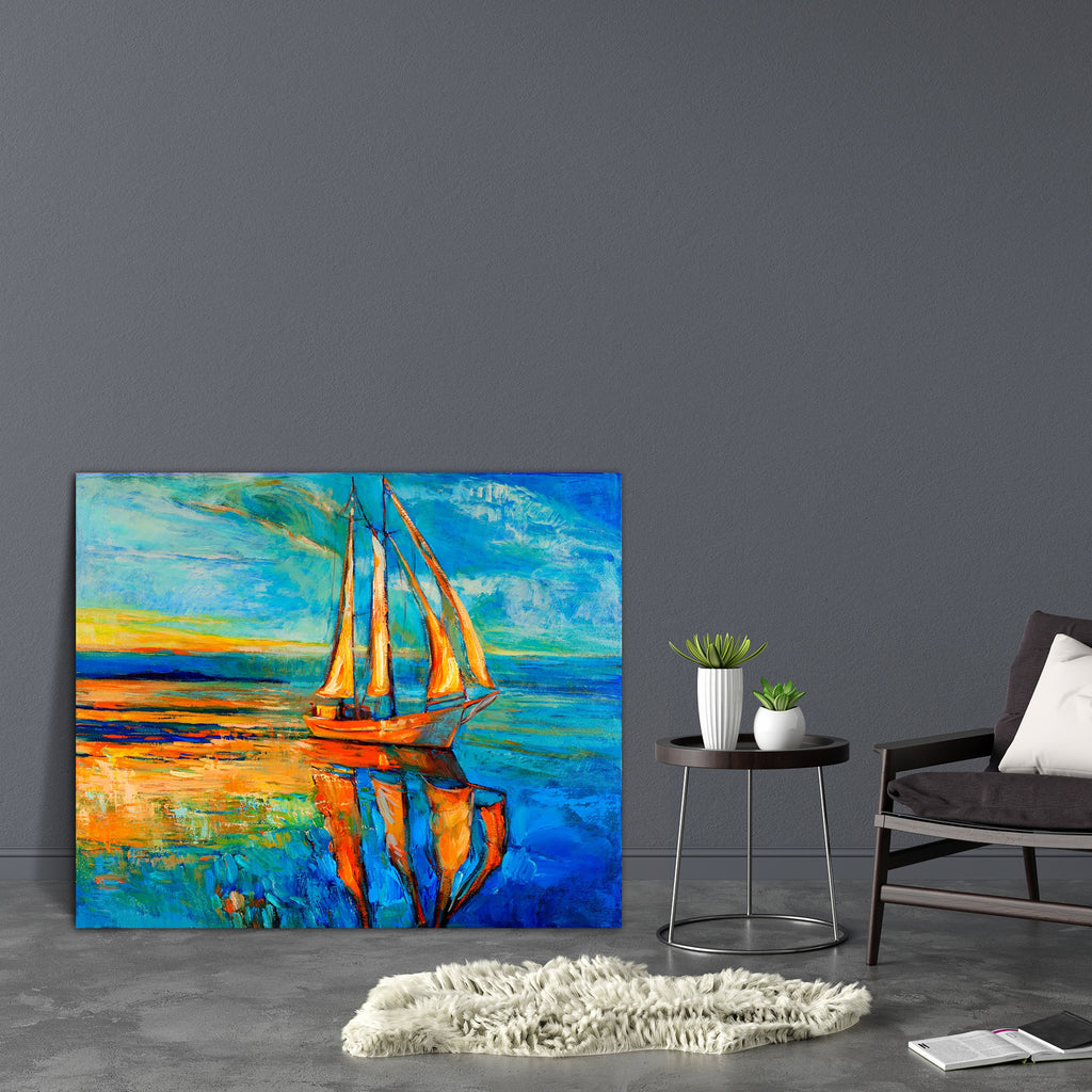 Sail Ship & Sea D1 Canvas Painting Synthetic Frame-Paintings MDF Framing-AFF_FR-IC 5002024 IC 5002024, Abstract Expressionism, Abstracts, Art and Paintings, Automobiles, Boats, Drawing, Illustrations, Impressionism, Landscapes, Modern Art, Nature, Nautical, Paintings, Scenic, Semi Abstract, Signs, Signs and Symbols, Sketches, Sunsets, Transportation, Travel, Vehicles, Watercolour, sail, ship, sea, d1, canvas, painting, synthetic, frame, oil, acrylic, landscape, abstract, art, artist, artistic, artwork, back