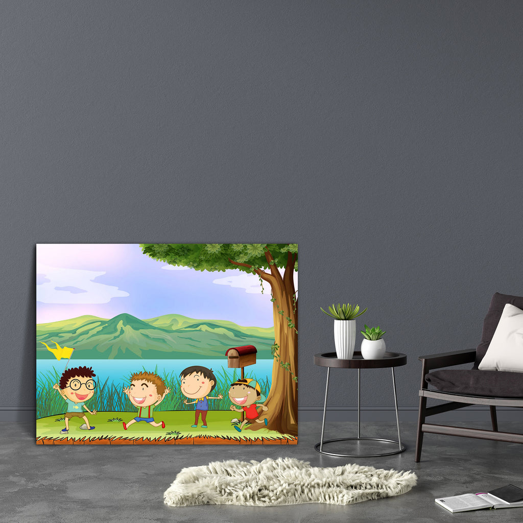 Young Boys Near The Mailbox Canvas Painting Synthetic Frame-Paintings MDF Framing-AFF_FR-IC 5002050 IC 5002050, Animated Cartoons, Art and Paintings, Baby, Caricature, Cartoons, Children, Digital, Digital Art, Drawing, Graphic, Illustrations, Kids, Landscapes, Nature, People, Scenic, young, boys, near, the, mailbox, canvas, painting, synthetic, frame, banner, box, cap, cartoon, clip, art, clipart, envelope, gentlemen, grass, group, happy, human, illustration, image, landscape, leaves, letters, little, mail,