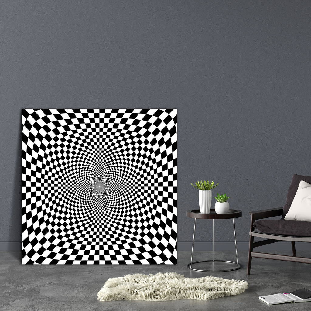 Black & White Chess Canvas Painting Synthetic Frame-Paintings MDF Framing-AFF_FR-IC 5002059 IC 5002059, Abstract Expressionism, Abstracts, Art and Paintings, Black, Black and White, Check, Circle, Decorative, Illustrations, Patterns, Perspective, Semi Abstract, Signs, Signs and Symbols, White, chess, canvas, painting, synthetic, frame, optical, illusion, abstract, art, backdrop, background, border, checkers, checks, chequered, decor, decoration, design, dungeon, empty, exhibition, floor, glossy, group, insi