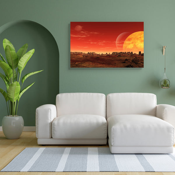 Alien Planet Canvas Painting Synthetic Frame-Paintings MDF Framing-AFF_FR-IC 5002120 IC 5002120, Astronomy, Cosmology, Fantasy, Illustrations, Landscapes, Mountains, Nature, Scenic, Science Fiction, Space, alien, planet, canvas, painting, for, bedroom, living, room, engineered, wood, frame, atmosphere, background, bizarre, clouds, environment, fiction, futuristic, heaven, illusion, illustrated, illustration, landscape, lunar, moon, mountain, mystery, outdoor, red, rock, science, sky, view, wallpaper, world,