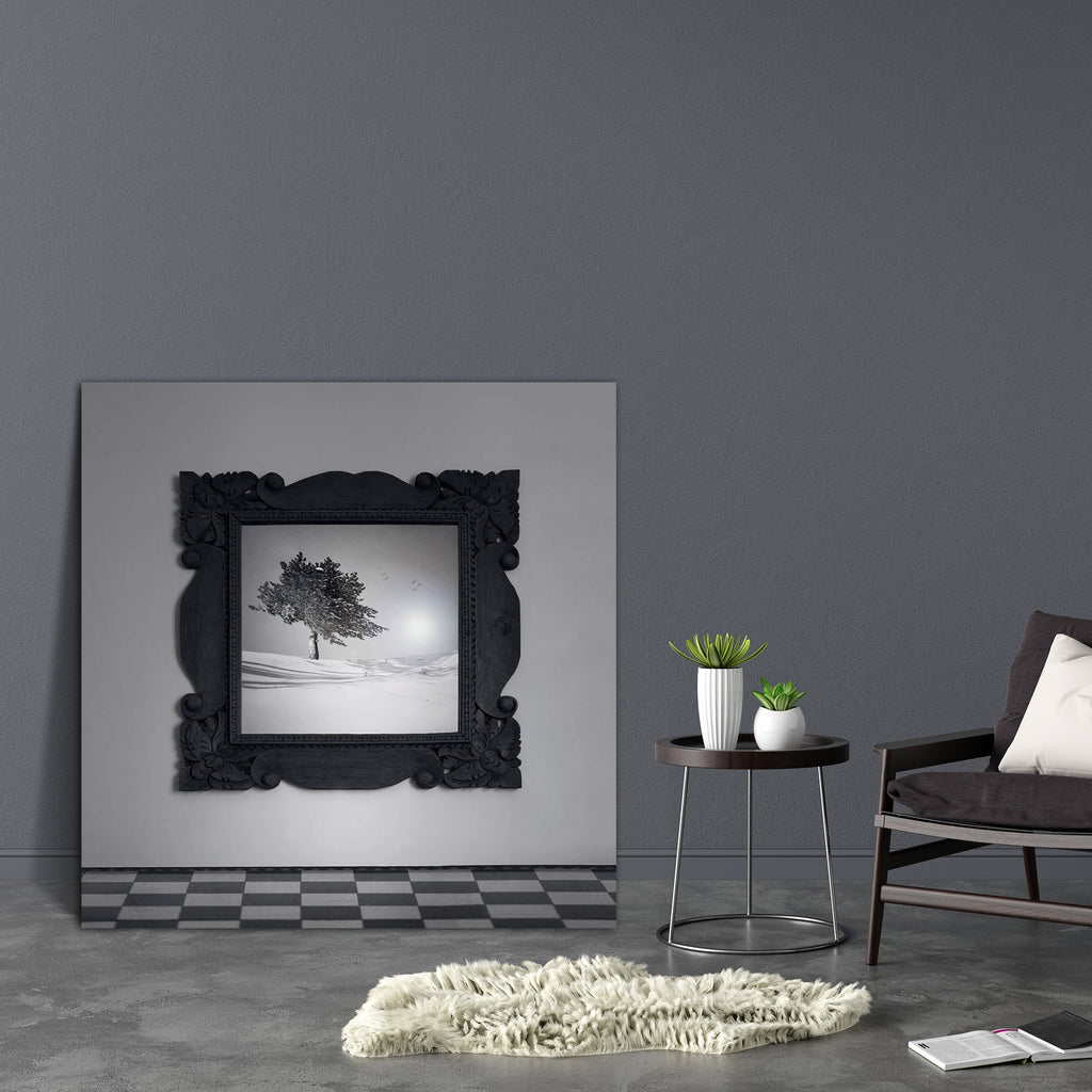 Tree On The Snow Canvas Painting Synthetic Frame-Paintings MDF Framing-AFF_FR-IC 5002122 IC 5002122, Art and Paintings, Black, Black and White, Conceptual, Decorative, Nature, Scenic, Surrealism, White, tree, on, the, snow, canvas, painting, synthetic, frame, art, artistic, background, beautiful, chess, concept, cover, creativity, decoration, detail, dream, dreamy, elegance, elegant, gray, grey, idea, imagination, imagine, interior, isolated, light, mirror, object, picture, plant, poetic, reflection, shadow