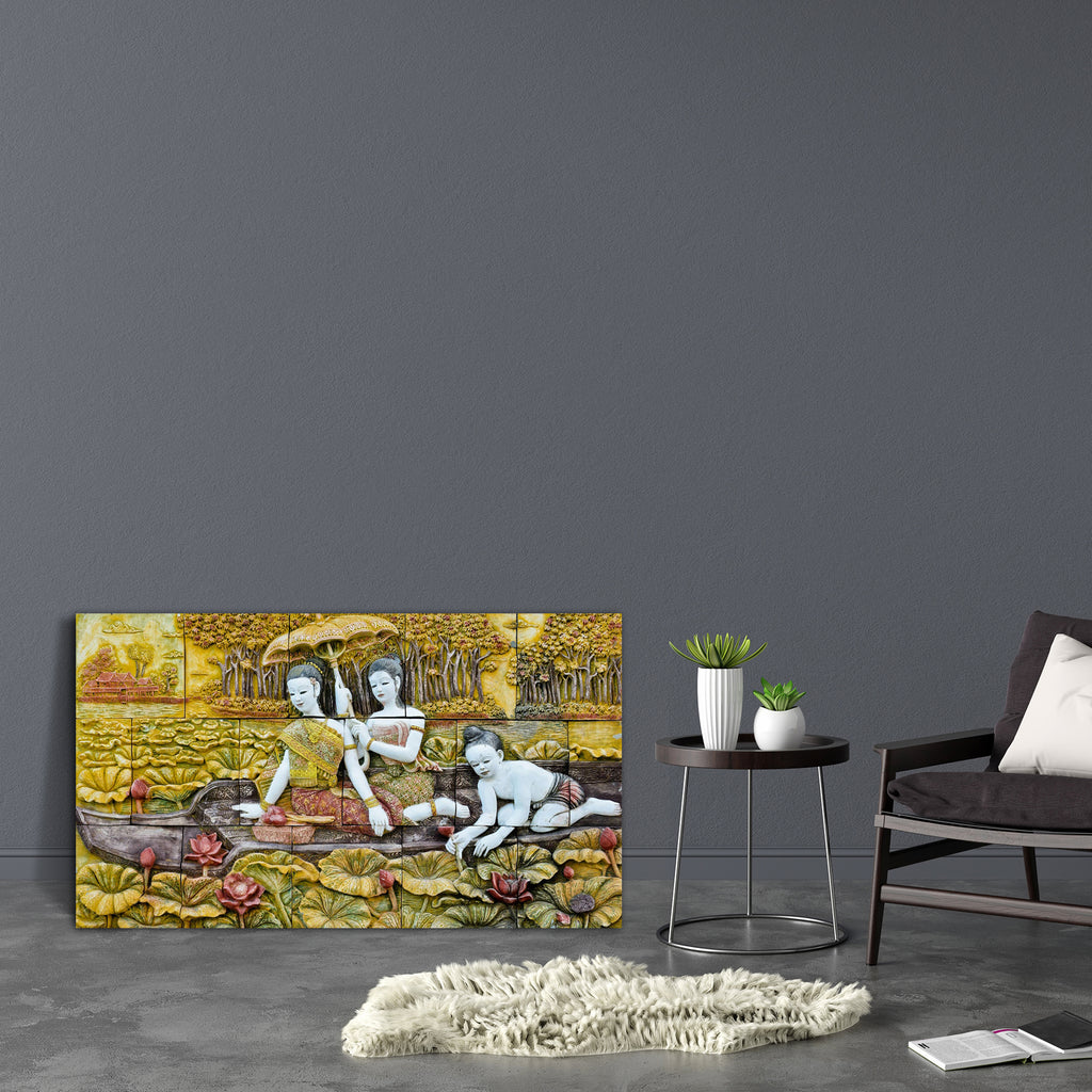 Thai Style Art D3 Canvas Painting Synthetic Frame-Paintings MDF Framing-AFF_FR-IC 5002147 IC 5002147, Ancient, Art and Paintings, Asian, Boats, Countries, Culture, Ethnic, Historical, Marble and Stone, Medieval, Nautical, Paintings, Patterns, Signs, Signs and Symbols, Traditional, Tribal, Vintage, World Culture, thai, style, art, d3, canvas, painting, synthetic, frame, thailand, asia, background, boat, carving, cast, cement, country, countryside, craft, decor, decoration, design, handmade, lotus, native, or