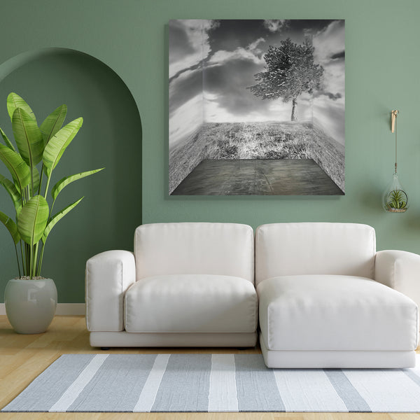 Fantasy Room With Landscape Canvas Painting Synthetic Frame-Paintings MDF Framing-AFF_FR-IC 5002158 IC 5002158, Art and Paintings, Black, Black and White, Conceptual, Decorative, Fantasy, Landscapes, Perspective, Scenic, White, room, with, landscape, canvas, painting, for, bedroom, living, engineered, wood, frame, angle, art, artistic, cloud, concept, corner, creativity, cubic, decoration, elegance, elegant, field, floor, grass, gray, grey, imagination, imaginative, imagine, inner, interior, picture, psyche