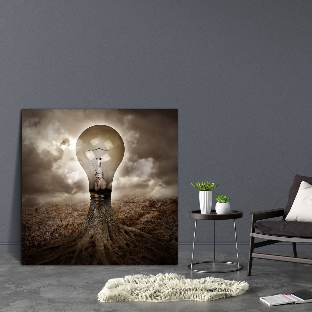 A Light Bulb Is Growing As A Tree Canvas Painting Synthetic Frame - Paintings MDF Framing - ArtzFolio.com