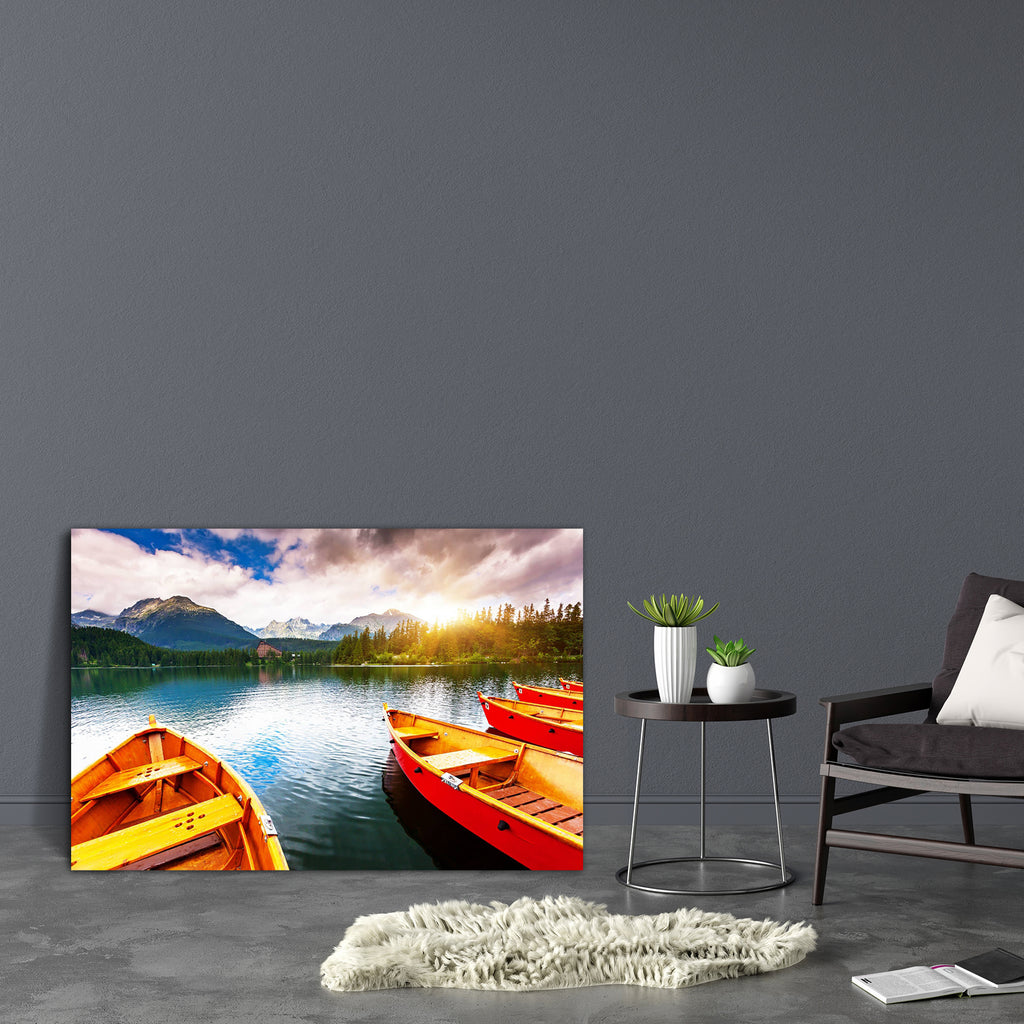 Mountain Lake In National Park High Tatra, Slovakia D1 Canvas Painting Synthetic Frame-Paintings MDF Framing-AFF_FR-IC 5002184 IC 5002184, Automobiles, Boats, Holidays, Landscapes, Mountains, Nature, Nautical, Scenic, Seasons, Sunrises, Sunsets, Transportation, Travel, Vehicles, Wooden, mountain, lake, in, national, park, high, tatra, slovakia, d1, canvas, painting, synthetic, frame, autumn, background, bay, beautiful, boat, cloud, coast, color, dark, ecology, environment, fishing, forest, freedom, green, h