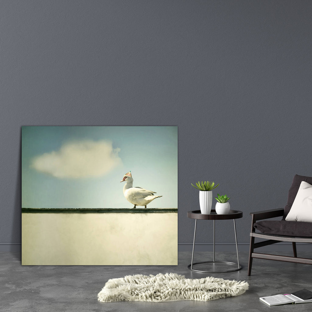 Duck Walking On The Ledge Of The Wall Canvas Painting Synthetic Frame-Paintings MDF Framing-AFF_FR-IC 5002188 IC 5002188, Ancient, Animals, Art and Paintings, Collages, Fantasy, Historical, Medieval, Vintage, duck, walking, on, the, ledge, of, wall, canvas, painting, synthetic, frame, animal, art, artistic, background, beautiful, circus, cloud, collage, colorful, creativity, detail, exterior, farm, funny, gosling, hat, horizontal, imagination, imaginative, imagine, invention, inventive, light, line, one, ou