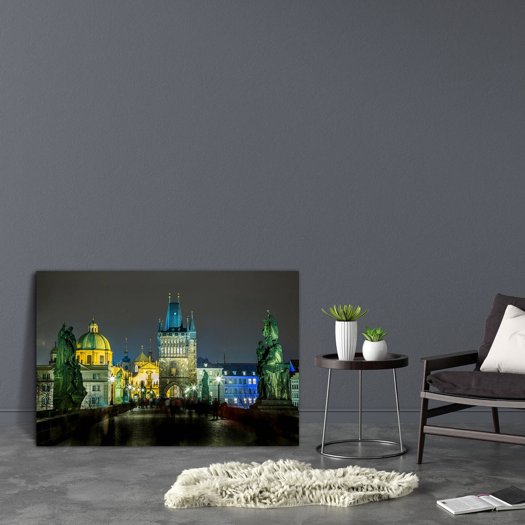 Charles Bridge In Prague At Night, Czech Republic Canvas Painting Synthetic Frame-Paintings MDF Framing-AFF_FR-IC 5002203 IC 5002203, Ancient, Architecture, Art and Paintings, Automobiles, Bohemian, Cities, City Views, Culture, Ethnic, Gothic, Historical, Marble and Stone, Medieval, People, Traditional, Transportation, Travel, Tribal, Urban, Vehicles, Vintage, World Culture, charles, bridge, in, prague, at, night, czech, republic, canvas, painting, synthetic, frame, art, bohemia, capital, cathedral, church,