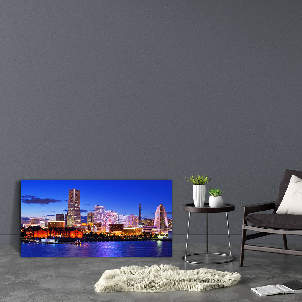 Skyline Of Yokohama, Japan At Minato, Mirai Bay Canvas Painting Synthetic Frame-Paintings MDF Framing-AFF_FR-IC 5002207 IC 5002207, Architecture, Business, Cities, City Views, God Ram, Hinduism, Japanese, Landmarks, Modern Art, Panorama, Places, Skylines, Urban, skyline, of, yokohama, japan, at, minato, mirai, bay, canvas, painting, synthetic, frame, district, city, cityscape, downtown, ferris, wheel, financial, harbor, landmark, modern, night, panoramic, reflections, skyscrapers, tokyo, tourist, attraction