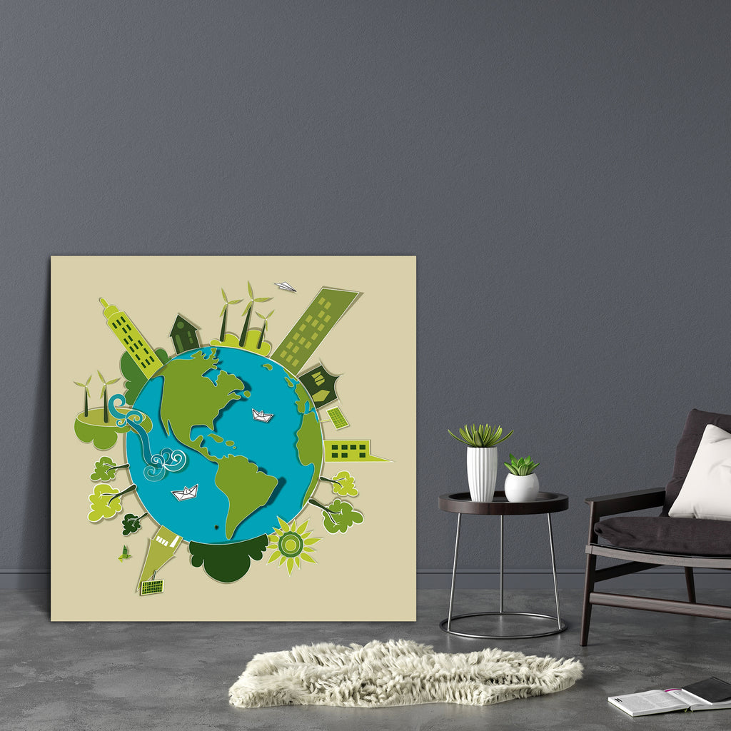 Go Green World Canvas Painting Synthetic Frame-Paintings MDF Framing-AFF_FR-IC 5002210 IC 5002210, Abstract Expressionism, Abstracts, Astronomy, Cities, City Views, Cosmology, Digital, Digital Art, Drawing, Futurism, Graphic, Illustrations, Maps, Modern Art, Semi Abstract, Signs, Signs and Symbols, Space, go, green, world, canvas, painting, synthetic, frame, environment, sustainable, development, ecology, save, the, map, water, earth, sustainability, abstract, alternative, artistic, background, buildings, c