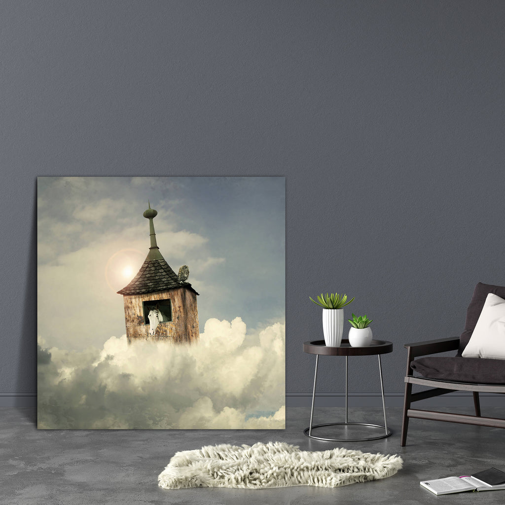 Beautiful Fantasy Tower, House As An Noah Canvas Painting Synthetic Frame-Paintings MDF Framing-AFF_FR-IC 5002216 IC 5002216, Animals, Art and Paintings, Collages, Fantasy, beautiful, tower, house, as, an, noah, canvas, painting, synthetic, frame, animal, art, artistic, background, bizarre, cloud, collage, colorful, composition, creation, creativity, fable, fanciful, filtered, flight, fun, funny, horse, invention, inventive, legend, legendary, light, magic, magical, mysterious, north, owl, roof, sky, square