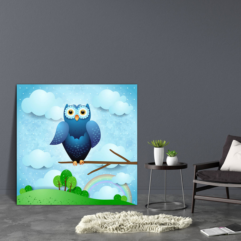 Owl & Countryside Canvas Painting Synthetic Frame-Paintings MDF Framing-AFF_FR-IC 5002235 IC 5002235, Abstract Expressionism, Abstracts, Ancient, Animals, Animated Cartoons, Art and Paintings, Baby, Birds, Caricature, Cartoons, Children, Fantasy, Historical, Illustrations, Kids, Landscapes, Medieval, Nature, Retro, Scenic, Semi Abstract, Signs and Symbols, Symbols, Vintage, Wildlife, owl, countryside, canvas, painting, synthetic, frame, abstract, animal, art, avian, background, bird, branch, cartoon, childi