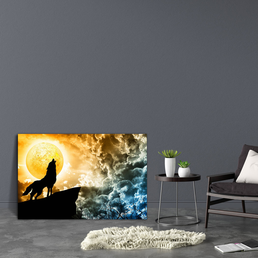 Wolf Howling To The Full Moon D2 Canvas Painting Synthetic Frame-Paintings MDF Framing-AFF_FR-IC 5002296 IC 5002296, Animals, Space, Wildlife, wolf, howling, to, the, full, moon, d2, canvas, painting, synthetic, frame, animal, background, blue, canine, concept, copyspace, howl, mammal, night, silhouette, sky, solitary, wilderness, artzfolio, wall decor for living room, wall frames for living room, frames for living room, wall art, canvas painting, wall frame, scenery, panting, paintings for living room, fra