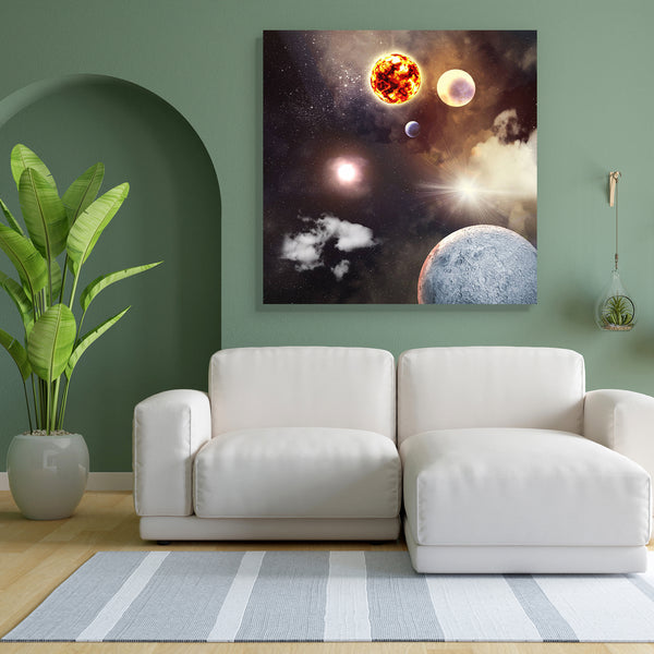 Planets In Fantasy Space D2 Canvas Painting Synthetic Frame-Paintings MDF Framing-AFF_FR-IC 5002303 IC 5002303, Abstract Expressionism, Abstracts, Art and Paintings, Astrology, Astronomy, Cosmology, Fantasy, Horoscope, Illustrations, Nature, Photography, Scenic, Science Fiction, Semi Abstract, Space, Stars, Sun Signs, Zodiac, planets, in, d2, canvas, painting, for, bedroom, living, room, engineered, wood, frame, abstract, alien, andromeda, art, artwork, astrophotography, blue, bright, celestial, clouds, cos