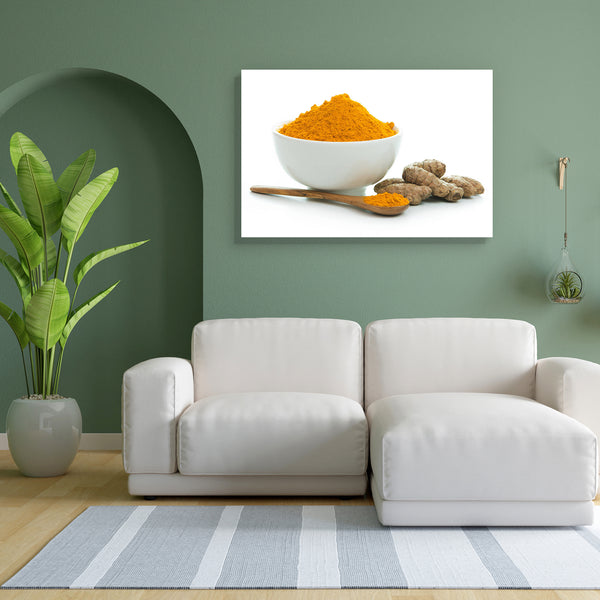 Bowl Of Turmeric Powder Canvas Painting Synthetic Frame-Paintings MDF Framing-AFF_FR-IC 5002329 IC 5002329, Asian, Cuisine, Food, Food and Beverage, Food and Drink, Fruit and Vegetable, Goddess Parvati, Indian, bowl, of, turmeric, powder, canvas, painting, for, bedroom, living, room, engineered, wood, frame, curcumin, curcuma, spices, root, curry, spice, aromatic, flavor, fresh, ginger, gourmet, herbs, india, ingredient, isolated, oriental, pile, recipe, rhizome, seasoning, seeds, spoon, white, background, 