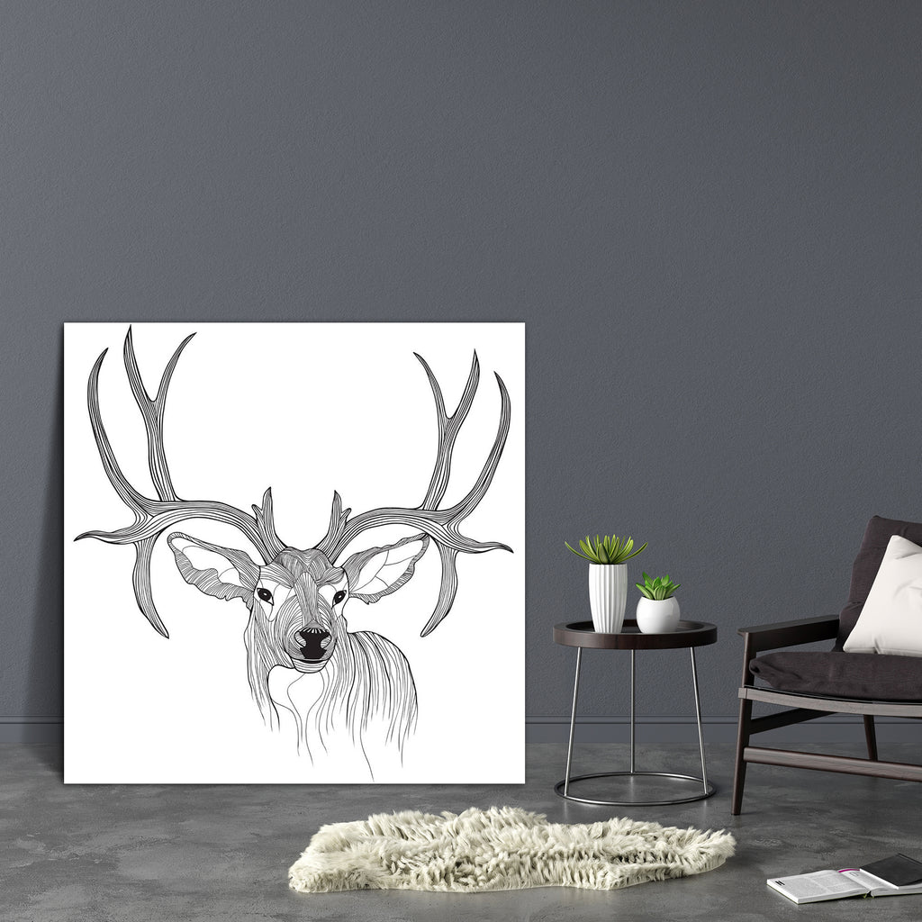 Deer Head D1 Canvas Painting Synthetic Frame-Paintings MDF Framing-AFF_FR-IC 5002331 IC 5002331, Animals, Culture, Ethnic, Hand Drawn, Icons, Illustrations, Nature, Pets, Scenic, Signs, Signs and Symbols, Sketches, Symbols, Traditional, Tribal, Wildlife, World Culture, deer, head, d1, canvas, painting, synthetic, frame, reindeer, silhouette, moose, hand, drawn, draw, antlers, animal, background, beautiful, bucks, decor, design, doe, drip, element, emblem, friendly, horn, horned, hunt, icon, illustration, in