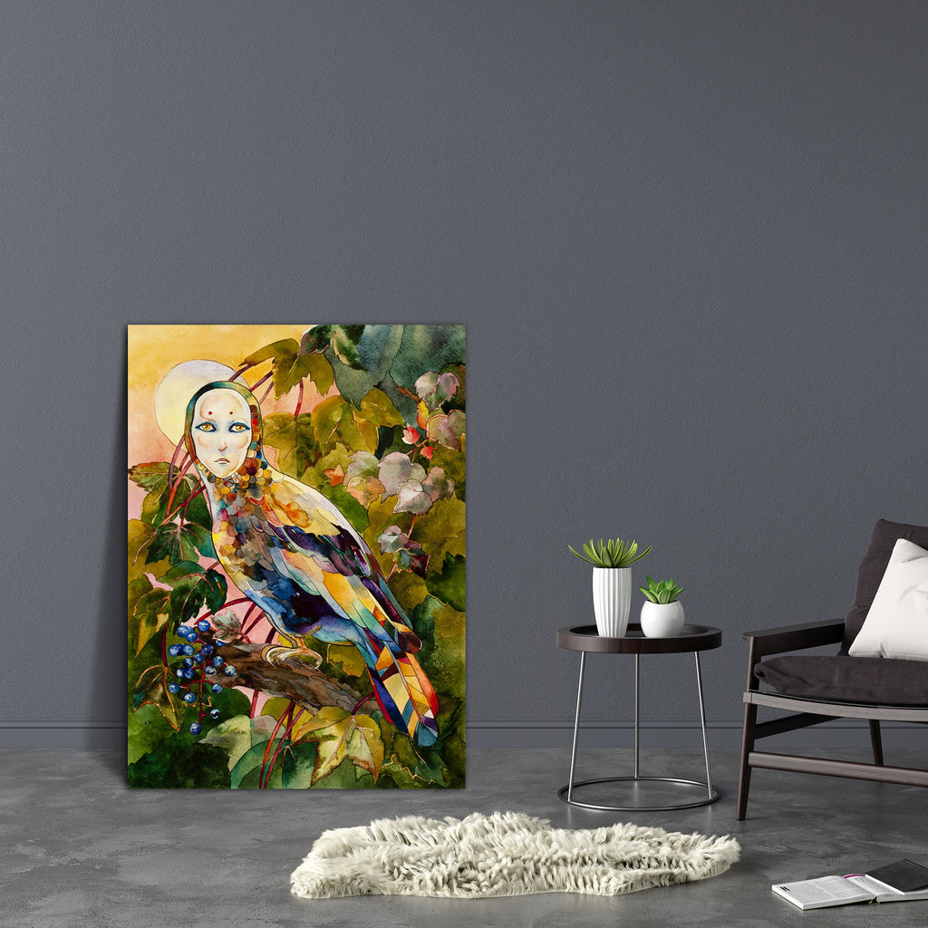 Mythical Bird With Female Face Canvas Painting Synthetic Frame-Paintings MDF Framing-AFF_FR-IC 5002332 IC 5002332, Abstract Expressionism, Abstracts, Art and Paintings, Birds, Botanical, Culture, Digital, Digital Art, Ethnic, Fantasy, Floral, Flowers, Graphic, Illustrations, Nature, Paintings, Patterns, Religion, Religious, Scenic, Seasons, Semi Abstract, Signs, Signs and Symbols, Sunsets, Surrealism, Symbols, Traditional, Tribal, Watercolour, World Culture, mythical, bird, with, female, face, canvas, paint