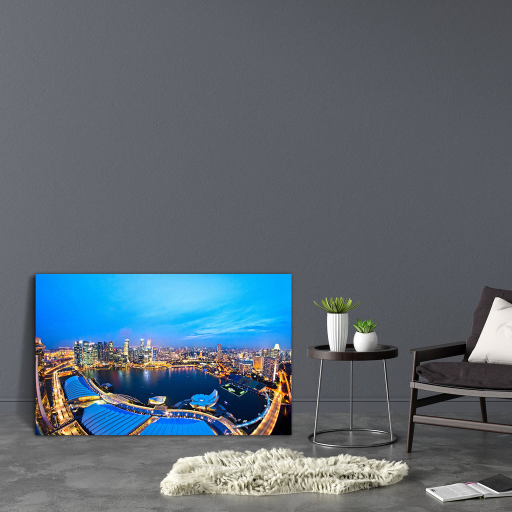 Fish Eye View Of Singapore City Skyline At Sunset Canvas Painting Synthetic Frame-Paintings MDF Framing-AFF_FR-IC 5002336 IC 5002336, Architecture, Asian, Cities, City Views, Culture, Ethnic, Landmarks, Modern Art, People, Places, Skylines, Sunsets, Traditional, Tribal, Urban, World Culture, fish, eye, view, of, singapore, city, skyline, at, sunset, canvas, painting, synthetic, frame, marina, bay, cityscape, hotel, asia, bank, built, crossroads, dark, district, dome, dusk, east, esplanade, evening, exterior